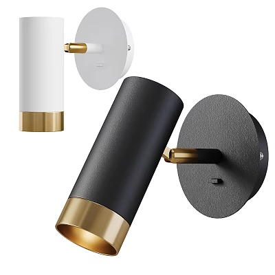 Modern Black And White Wall Lamp With Gold Accent And Metal Cylinder Design 3d model