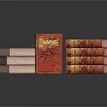 Elegant Red Cover Books With Golden Decorations Stacked On Black Reflective Surface