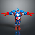 Captain America Game Character With Blue Uniform White Star Red Gloves Arms Outstretched