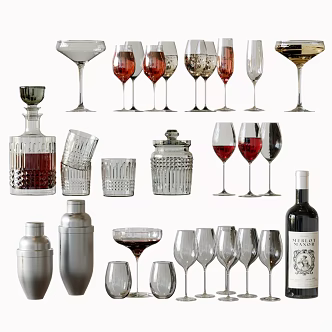 Modern Cup Wine Glass Wine Ware Wine 3d model