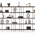 Decorative Ornaments and Items on Multi Tiered Shelf with Vases Sculptures Bowls Books Boxes