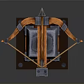 Ancient Ballista Siege Equipment With Stone Base And Wooden Bow Arms