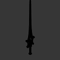 Fantasy Sword With Silver Slender Blade Dark Hilt And Decorative Spherical Ornaments In Elegant Design
