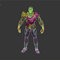 Man In Futuristic 3D Model Design With Purple Pink Outfit And Yellow Orange Shoulder Armor