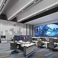 modern monitoring room command and control center 3d model