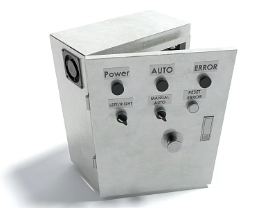 Public Facility Metal Control Box With Buttons Indicator Lights And Function Labels 3d model