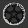 Stylish Car Wheel With Black Spokes And Silver Alloy Rim Design
