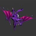 Detailed Purple Mythical Fantasy Creature With Dragon Wings Sharp Claws And Red Underbelly