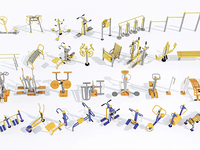 Wide Range Of Fitness Exercise Equipment For Home Gym Workout Sessions 3d model