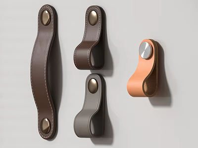 Modern Leather Furniture Handles With Metal Accents For Cabinet And Drawer Doors 3d model