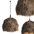 Cozy Furry Brown Round Chandeliers Set of Three With Soft Texture And Hanging Style