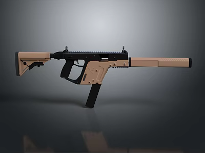 Tactical Rifle Beige And Black With Rail System Grip And Barrel Modern Design 3d model