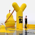 Pear Shaped Inflatable Decorations With Happy Together Theme And Person Standing 3d model