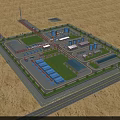 Aerial View Plan of Industrial Complex With Multiple Buildings Roads Green Areas and Storage Facilities