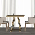 Nordic Dining Table and Chair Combination Negotiation Table and Chair Combination 3d model