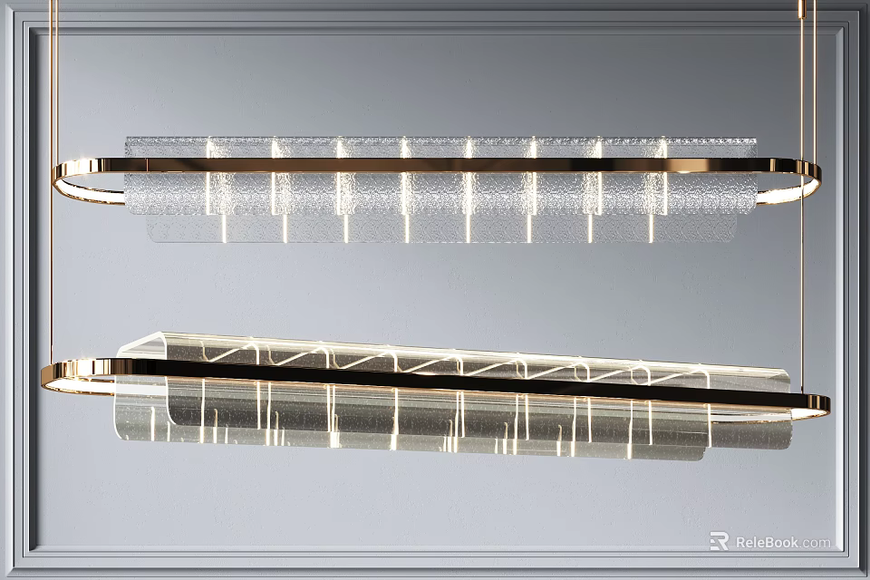 Modern Gold Metal Chandelier With Glass Panel And Elegant Lighting Design 3d model 
