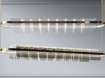 Modern Gold Metal Chandelier With Glass Panel And Elegant Lighting Design 3d model