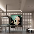 Modern Hotel Mahjong Room Interior With Mahjong Table Decorative Painting And Cozy Seats