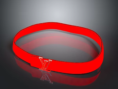 Stylish Red Belt With Transparent V Shaped Logo For Daily Use 3d model