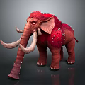 Red Furred Mammoth With Long Tusks Spikes And Red Eyes In 3D Rendering