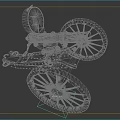 Vintage Cannon Historical Weapon With Wooden Wheels And Metal Barrel Carriage Structure