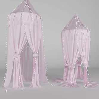 Modern Bed Curtain Purple Wedding Cloth Curtain 3d model