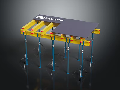 SCORPA Industrial Equipment Platform With Yellow Beams And Blue Support Legs 3d model