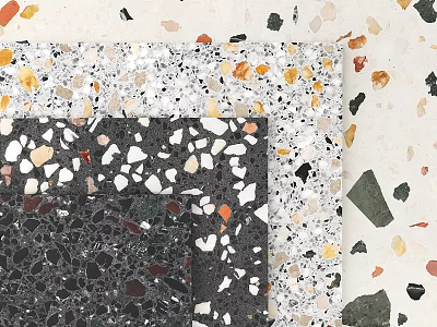 Terrazzo Components With Black White And Colorful Speckled Aggregate Textures 3d model