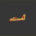 Yellow Passenger Plane With Red Stripes On Wings Tail And Twin Propellers Design