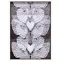 Black and White Decorative Butterfly Artwork with Intricate Wings and Heart Shapes