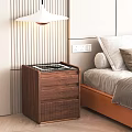Modern Wooden Bedside Table With Three Open Drawers And Top Surface 3d model