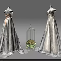 Elegant White Lace Long Gowns With Bow Waist And Ruffled Neckline On Mannequins