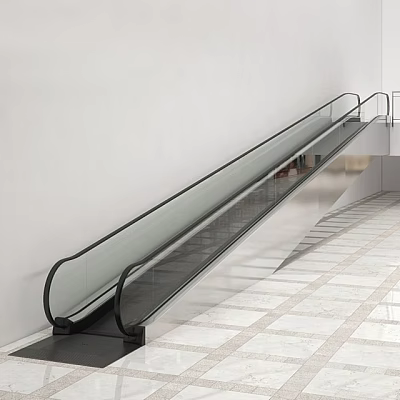 Commercial Escalator Equipment With Modern Glass Handrail And Metal Structure In Indoor Mall 3d model