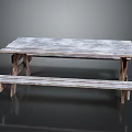 Rustic Weathered Wooden Outdoor Picnic Table and Bench Set with Natural Wood Texture