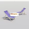 Blue and White Striped Folding Lounge Chairs with Metal Frame for Outdoor Use