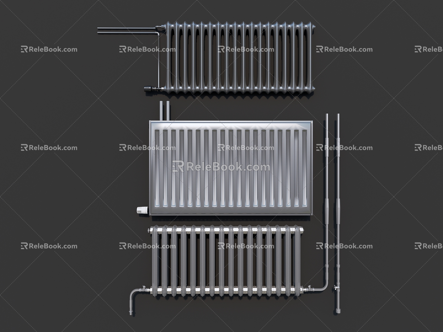 Modern indoor radiator collective heating heating pipe combination 3d model