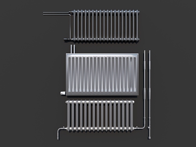 Modern indoor radiator collective heating pipe combination 3d model