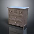 Wooden Gray Hallway Console Side Cabinet With Drawers And Metal Handles