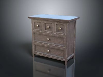 Wooden Gray Hallway Console Side Cabinet With Drawers And Metal Handles 3d model