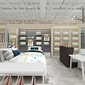 Home Bedding Specialty Store With Comfortable Bed Pillows And White Shelves Display Area
