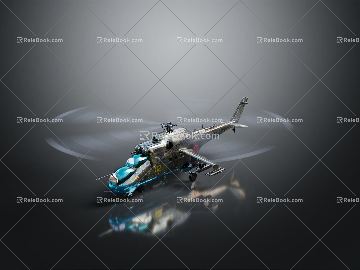 Modern Helicopter Gunship Helicopter Aircraft Gunship Combat Helicopter 3d model