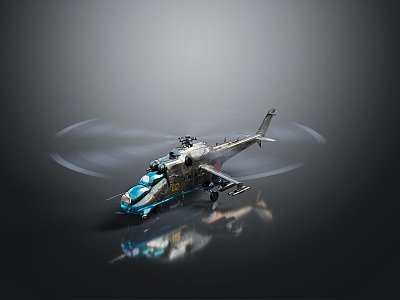 Modern Helicopter Gunship Helicopter Aircraft Gunship Combat Helicopter 3d model