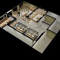 Modern Clothing Store Interior Design With Display Racks Shelves And Fitting Rooms