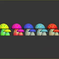 Colorful Mushroom Shaped Decorative Ornament Set with Polka Dots Various Sizes for Home Table Decoration