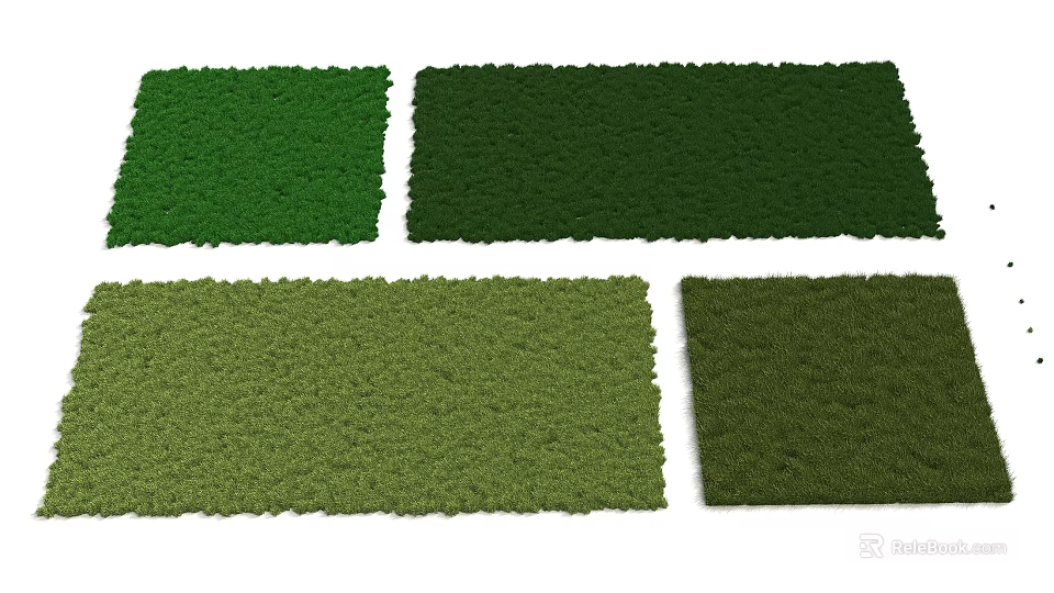 Ideal Photo Check-in Spot With Four Green Artificial Grass Mats Different Shades 3d model 