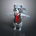Cute Raccoon Doll Wearing Black Vest And Red Tie With Open Arms