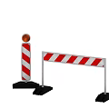 Red And White Striped Swing Door With Orange Warning Light And Rail Structure