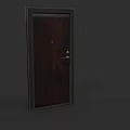 Dark Brown Wooden Entrance Door With Metal Frame Lock And Modern Design