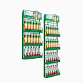 Green Retail Shelves With Multiple Layers Display Various Bottled Drinks 3d model