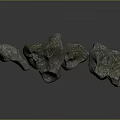 Natural Irregular Stone Pieces With Rough Surface And Reflective Texture On Dark Background